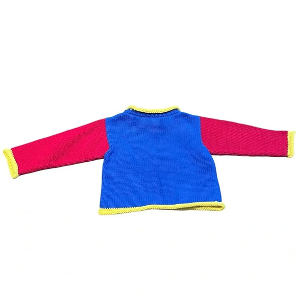 Vintage Handmade Firetruck Sweater | Toddler 12M–2T | Bright Primary Knit - Picture 4 of 5